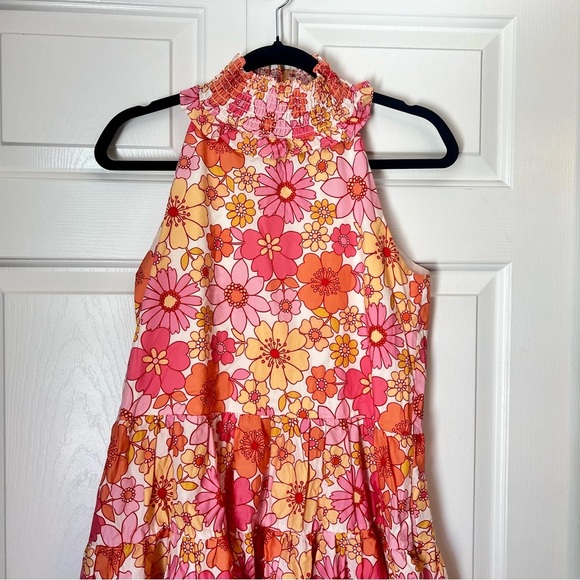 Alexia Admor Molly Mini Dress Pink Tiered Floral Spring 100% Cotton Size 2 - Picture 7 of 13